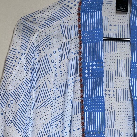 Dolce Vita blue white beaded swim kimono Cover up Sz M - Picture 8 of 9